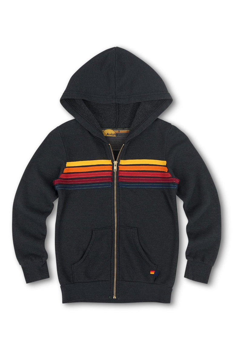 KID'S 5 STRIPE HOODIE - CHARCOAL