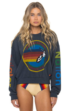 AVIATOR NATION RELAXED VENICE CREW SWEATSHIRT - CHARCOAL