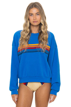 5 STRIPE RELAXED CREW SWEATSHIRT - OCEAN