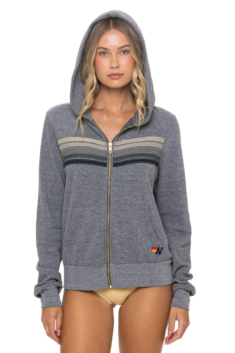 5 STRIPE HOODIE - HEATHER GREY // GREY