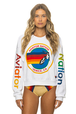 AVIATOR NATION RELAXED VENICE CREW SWEATSHIRT - WHITE