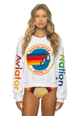 AVIATOR NATION AUSTIN CREW SWEATSHIRT - WHITE