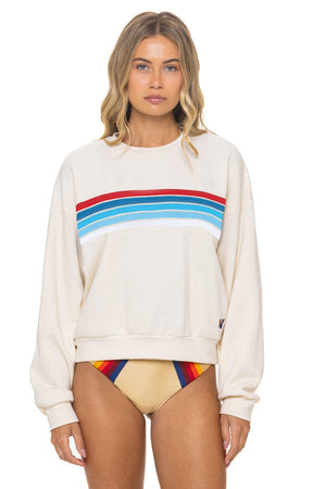 5 STRIPE AMERICA RELAXED CREW SWEATSHIRT - VINTAGE WHITE // USA