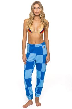 CHECK QUILTED SWEATPANTS - SKY // ADVENTURE BLUE
