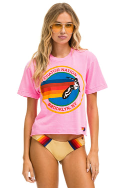 AVIATOR NATION BROOKLYN BOYFRIEND TEE - NEON PINK
