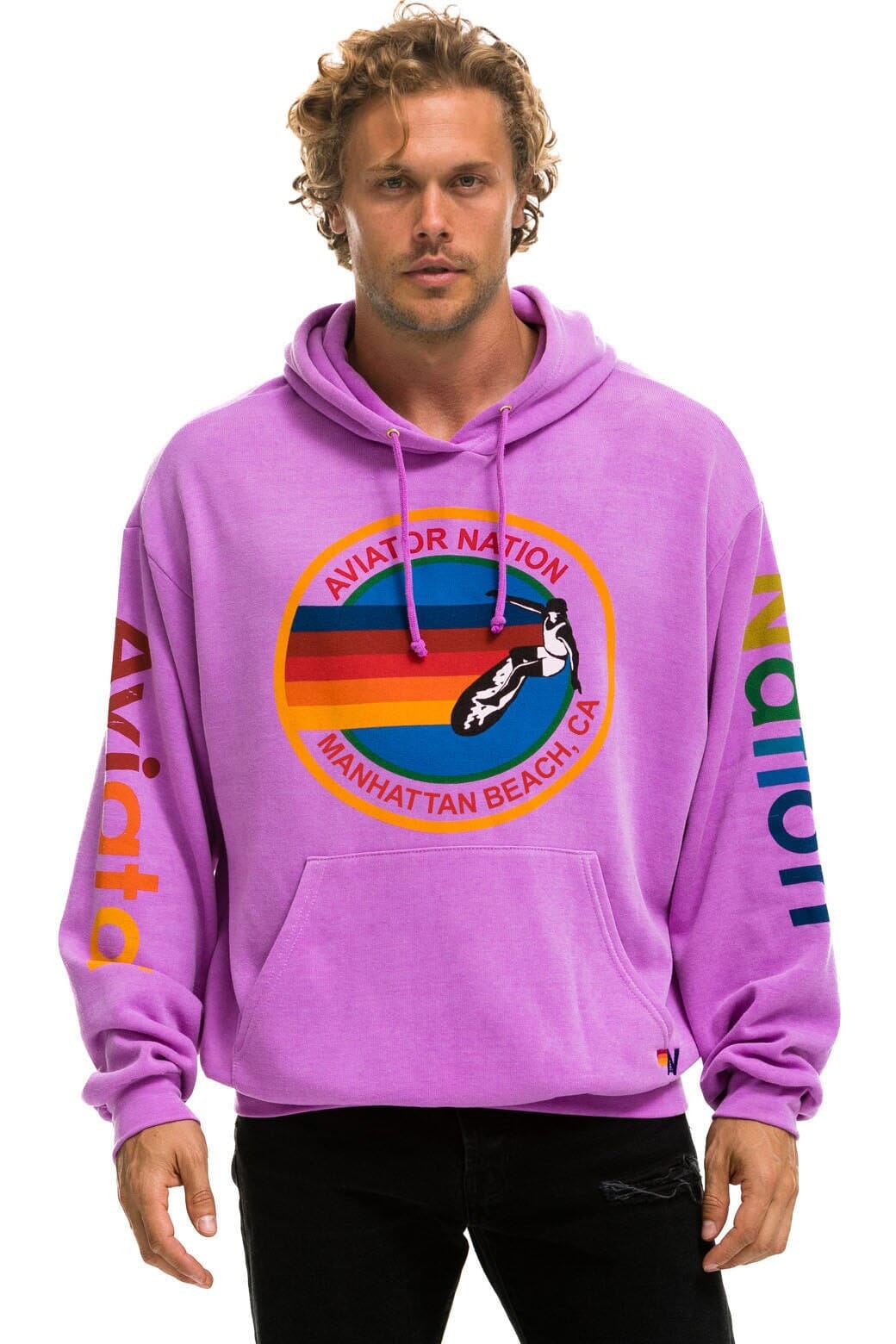 AVIATOR NATION MANHATTAN BEACH RELAXED PULLOVER HOODIE - NEON PURPLE Hoodie Aviator Nation