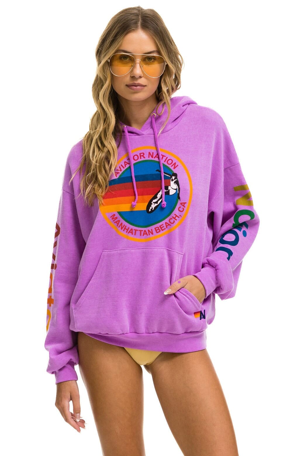 AVIATOR NATION MANHATTAN BEACH RELAXED PULLOVER HOODIE - NEON PURPLE Hoodie Aviator Nation