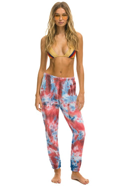 LIGHT WEIGHT HAND DYED SWEATPANTS - TIE DYE RED Women's Sweatpants Aviator Nation