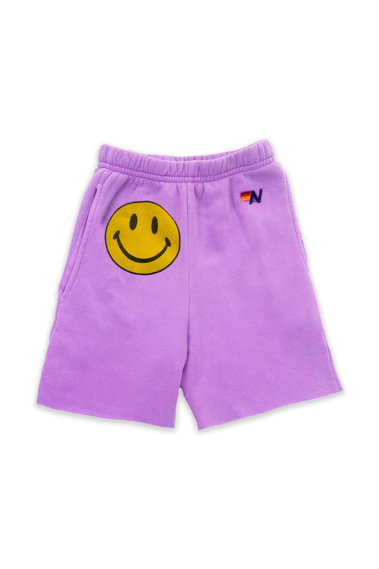 SMILEY KIDS SWEATSHORTS - NEON PURPLE Kid's Shorts Aviator Nation