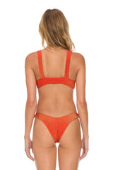 SPARKLE RIVIERA KNOT CHEEKY BIKINI BOTTOMS - HOT CORAL Swim Aviator Nation