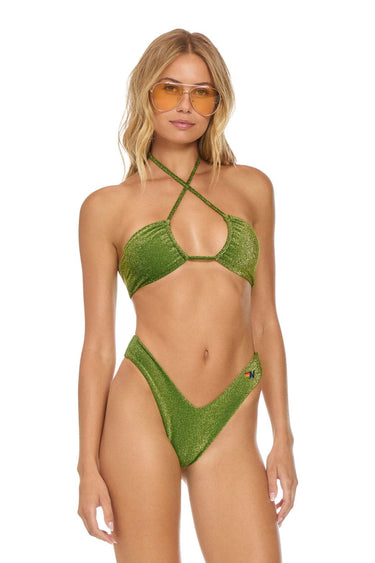 SPARKLE ST TROPEZ SCRUNCH CHEEKY BIKINI BOTTOMS - ARMY Swim Aviator Nation