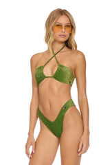 SPARKLE ST TROPEZ SCRUNCH CHEEKY BIKINI BOTTOMS - ARMY Swim Aviator Nation