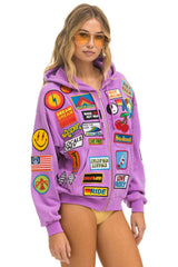 VINTAGE PATCH ZIP HOODIE RELAXED - NEON PURPLE Hoodie Aviator Nation