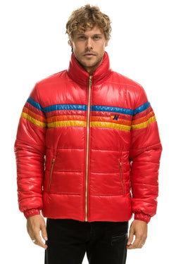 4 STRIPE LUXE TRAVELER JACKET - GLOSSY CHERRY Men's Outerwear Aviator Nation