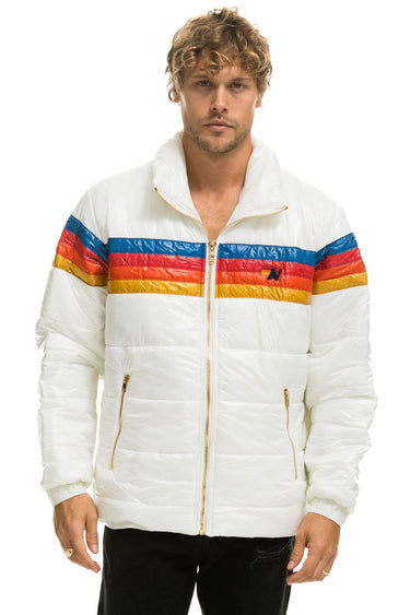 4 STRIPE LUXE TRAVELER JACKET - GLOSSY WHITE Men's Outerwear Aviator Nation
