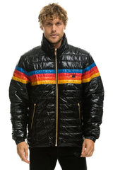 4 STRIPE TRAVELER JACKET - GLOSSY BLACK Men's Outerwear Aviator Nation