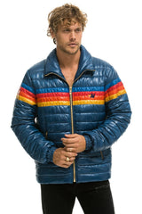 4 STRIPE TRAVELER JACKET - GLOSSY DEEP BLUE Men's Outerwear Aviator Nation