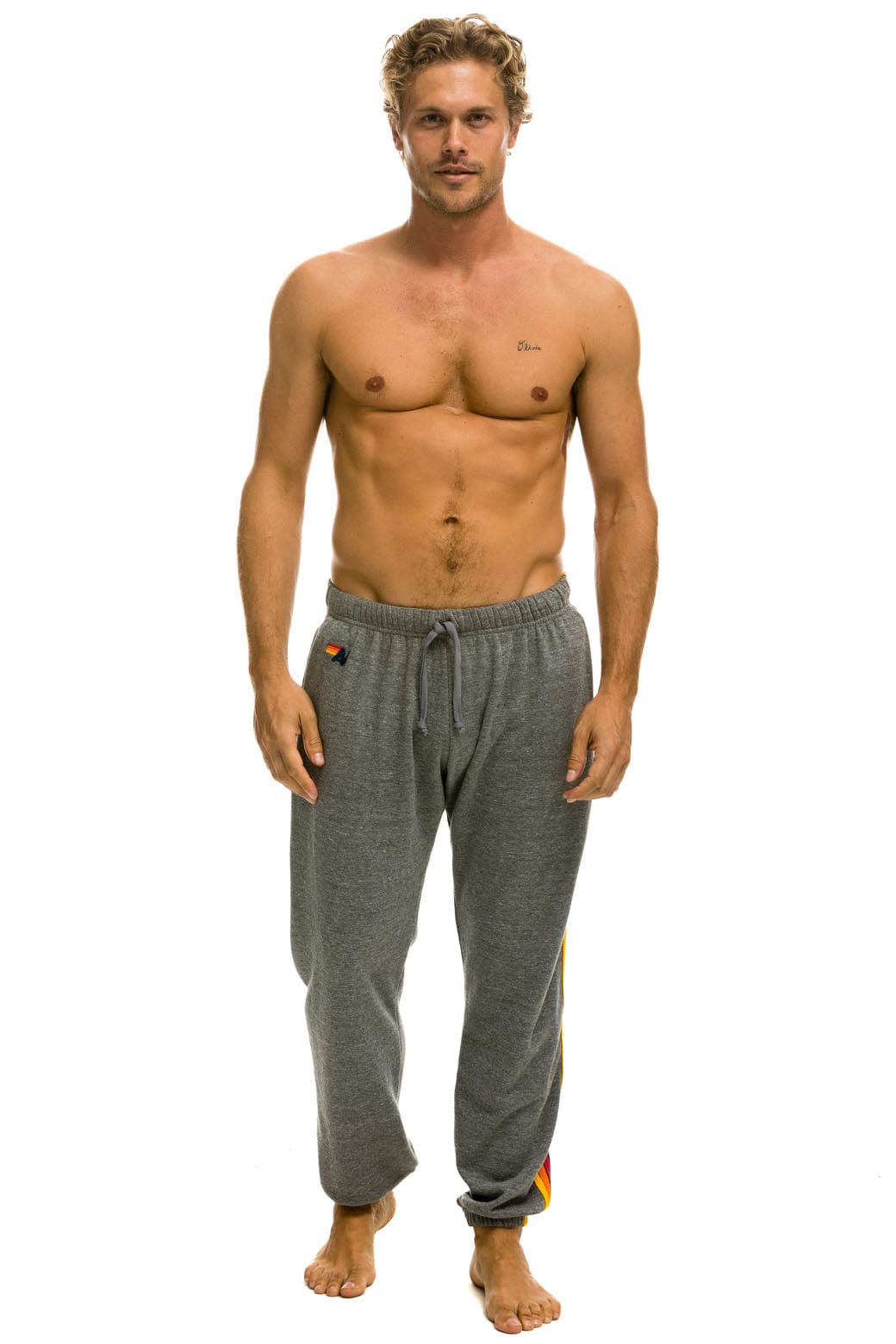 5 STRIPE SWEATPANTS - HEATHER GREY Mens Sweatpants Aviator Nation