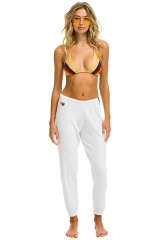 5 STRIPE SWEATPANTS - WHITE // NEON RAINBOW STRIPES Women's Sweatpants Aviator Nation