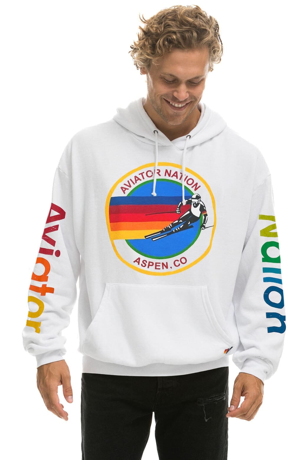 AVIATOR NATION ASPEN RELAXED PULLOVER HOODIE - WHITE Hoodie Aviator Nation
