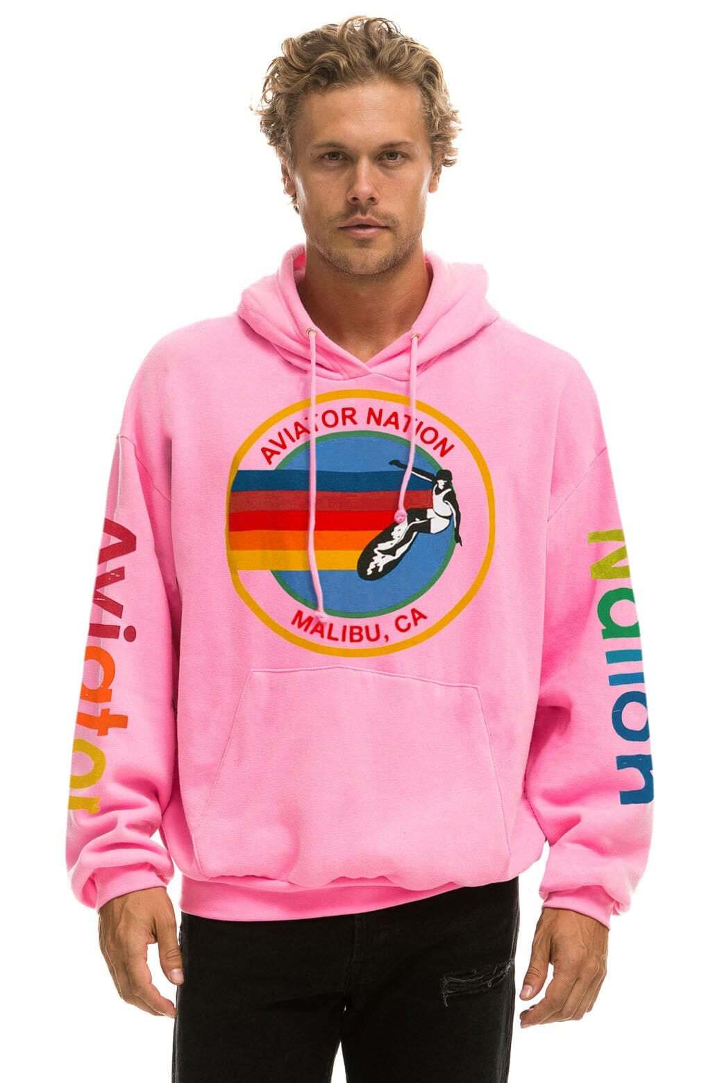 AVIATOR NATION MALIBU RELAXED PULLOVER HOODIE - NEON PINK Hoodie Aviator Nation