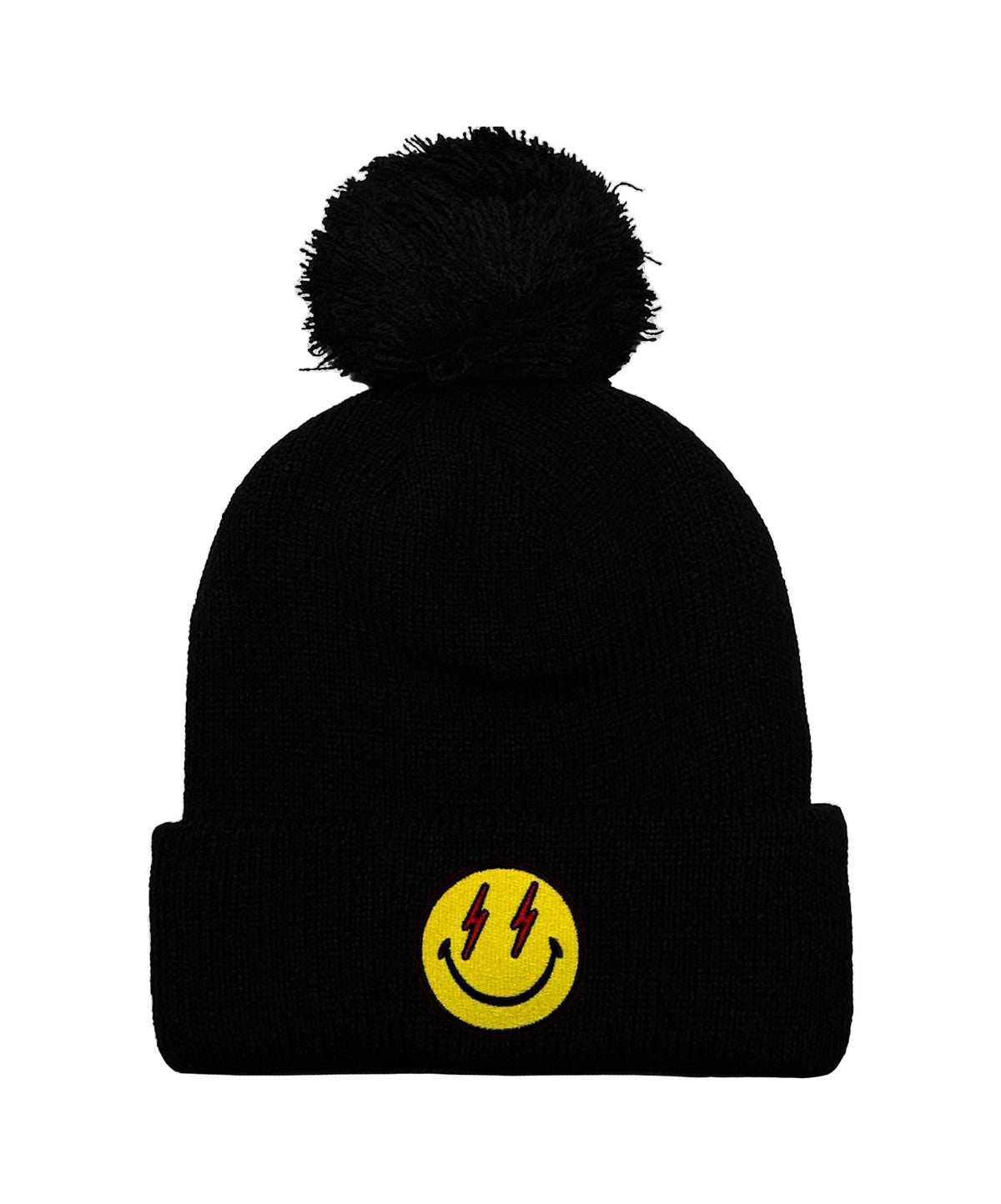 BOLT SMILEY POM POM RIB BEANIE Beanie Aviator Nation BLACK