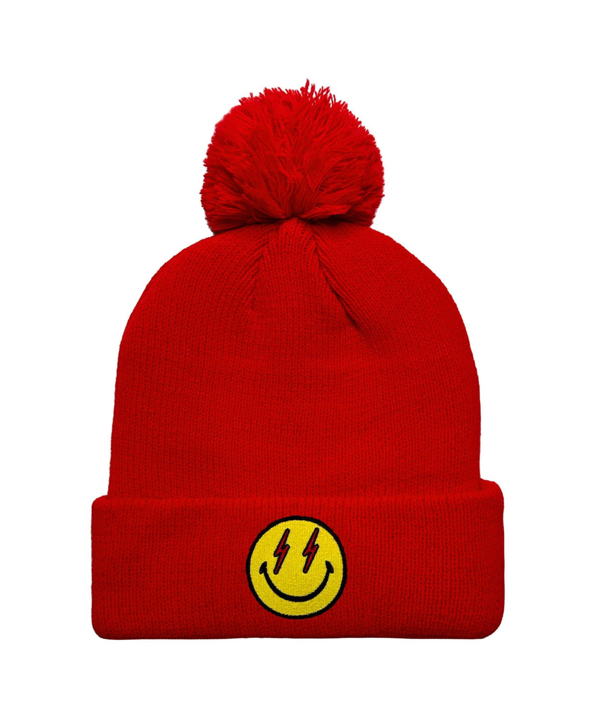 BOLT SMILEY POM POM RIB BEANIE Beanie Aviator Nation RED