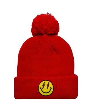 BOLT SMILEY POM POM RIB BEANIE Beanie Aviator Nation RED