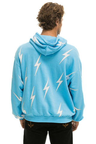 BOLT STITCH REPEAT RELAXED PULLOVER HOODIE WITH POCKET ZIPPERS - SKY // WHITE Hoodie Aviator Nation