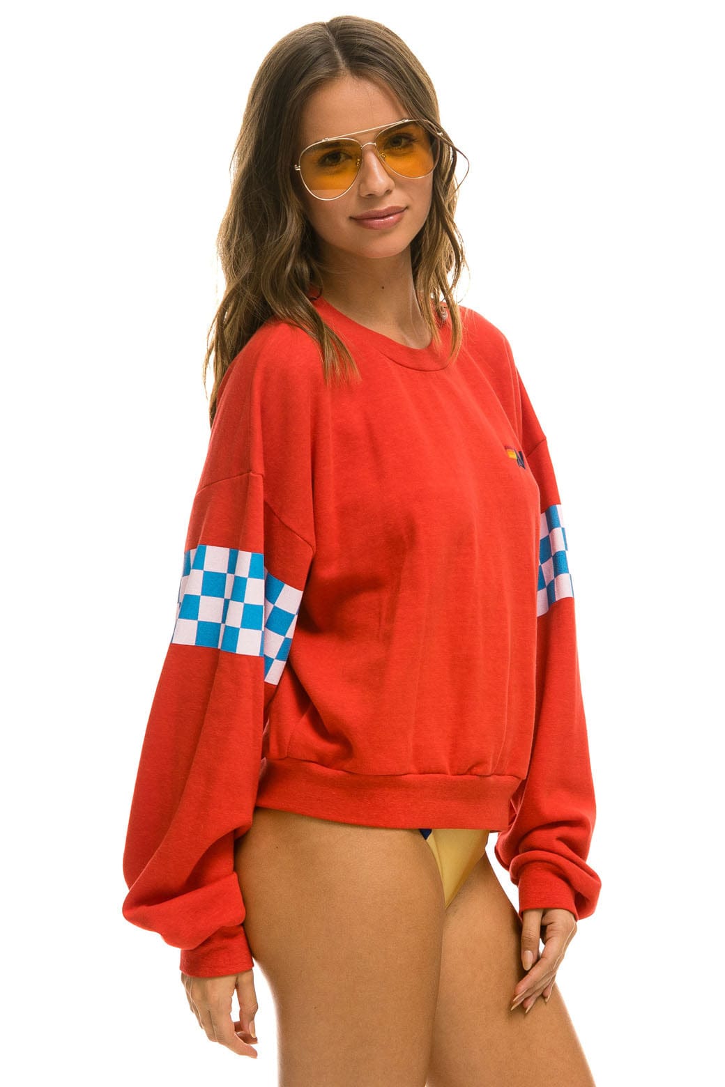 CHECK 2 SLEEVE RELAXED CREW SWEATSHIRT - RED // WHITE // BLUE Sweatshirt Aviator Nation