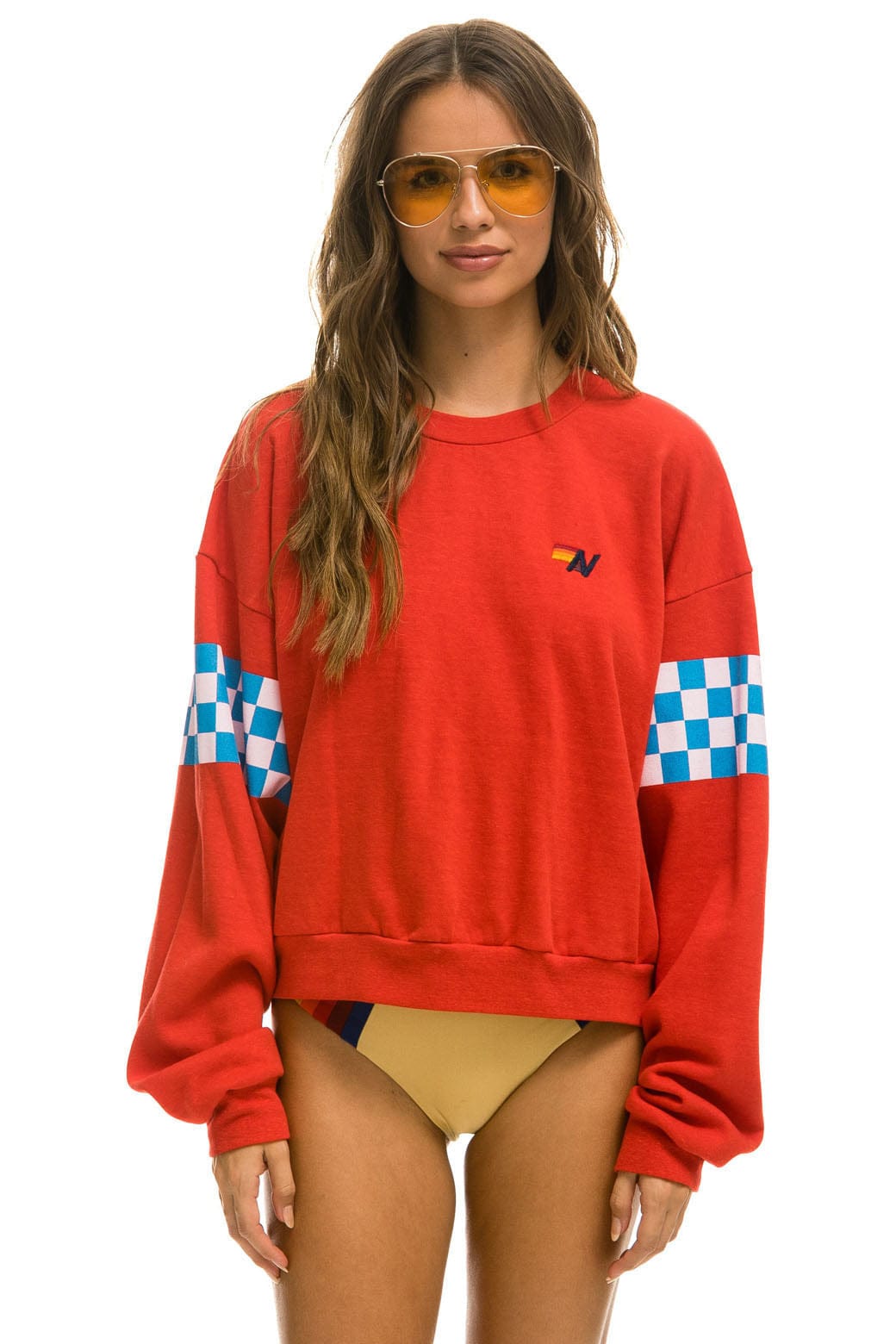 CHECK 2 SLEEVE RELAXED CREW SWEATSHIRT - RED // WHITE // BLUE Sweatshirt Aviator Nation
