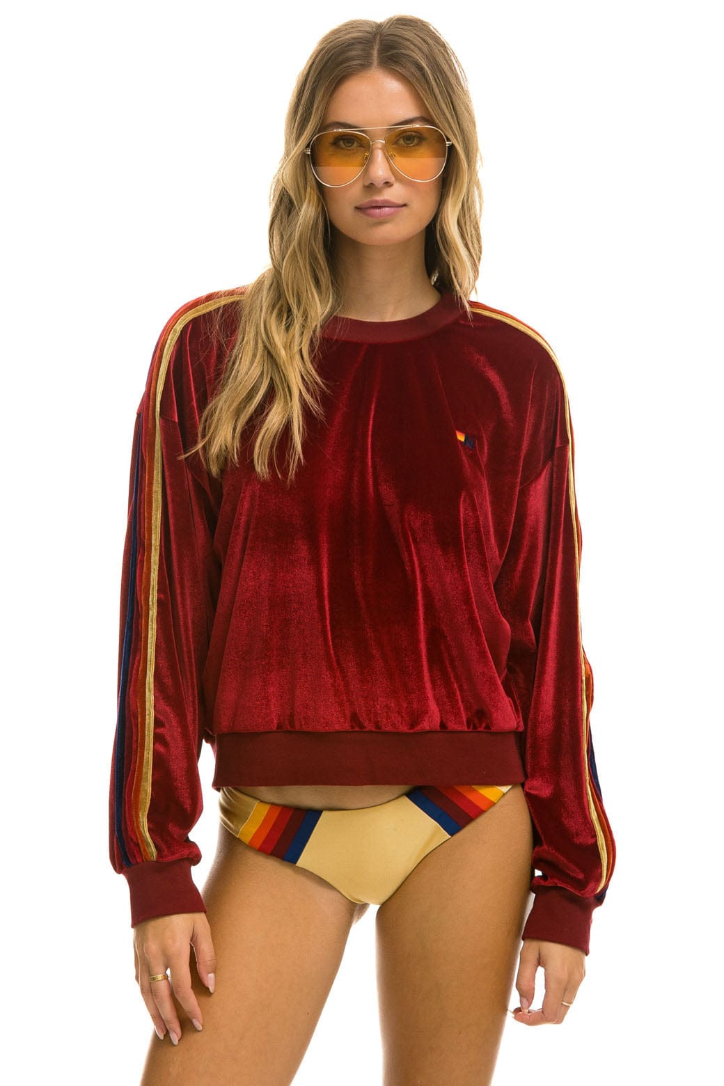 CLASSIC VELVET RELAXED SWEATSHIRT - RED Sweatshirt Aviator Nation