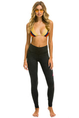 FULL LENGTH HI-RISE BOLT LEGGINGS - CHARCOAL // NEON PINK Leggings Aviator Nation