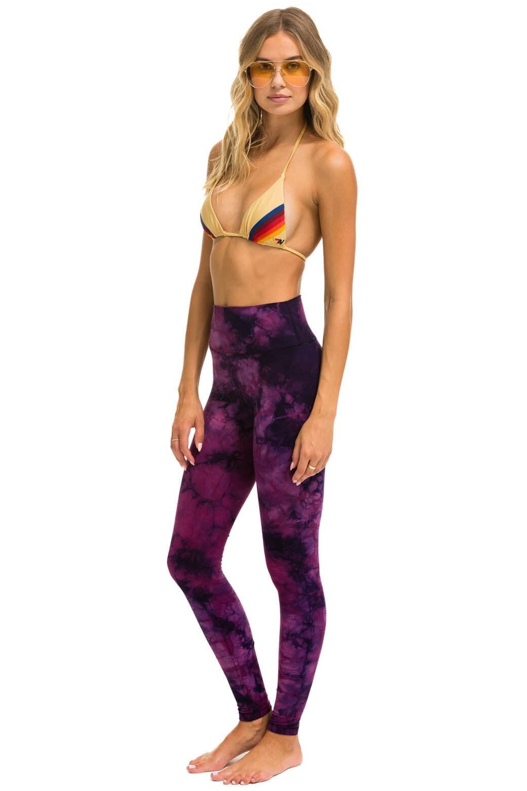 HAND DYED FULL LENGTH HI-RISE LEGGINGS - TIE DYE CRYSTAL ROSE Leggings Aviator Nation