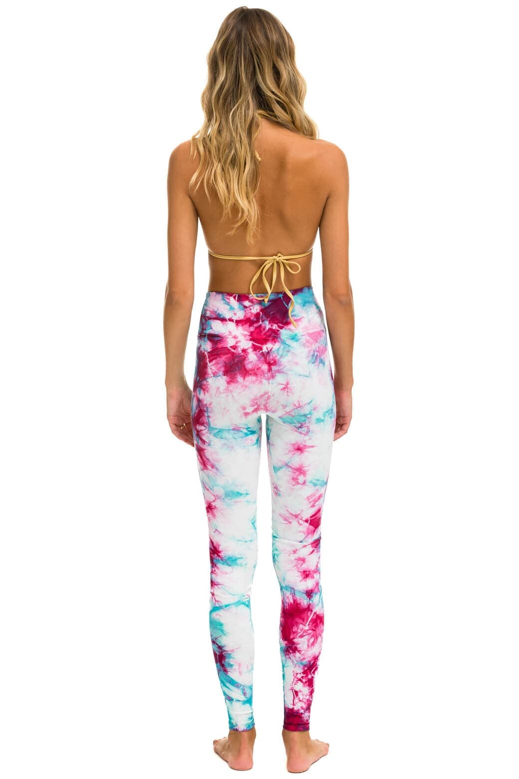 HAND DYED FULL LENGTH HI-RISE LEGGINGS - TIE DYE TURQUOISE Leggings Aviator Nation