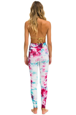 HAND DYED FULL LENGTH HI-RISE LEGGINGS - TIE DYE TURQUOISE Leggings Aviator Nation