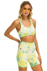 HAND DYED SPORTS BRA - TIE DYE NEON YELLOW Sports Bra Aviator Nation