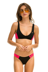 HI-CUT COLOR BLOCK CHEEKY BIKINI BOTTOMS - BLACK // RED Swim Aviator Nation