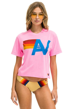 LOGO BOYFRIEND TEE - NEON PINK Boyfriend Tee Aviator Nation