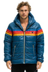 MEN'S 4 STRIPE LUXE TREKKER JACKET - GLOSSY DEEP BLUE Jacket Aviator Nation