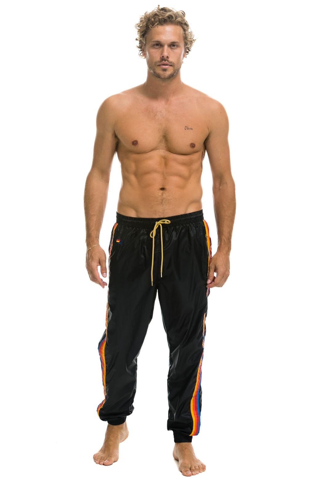 MEN'S 4 STRIPE WIND PANT - BLACK Outerwear Aviator Nation