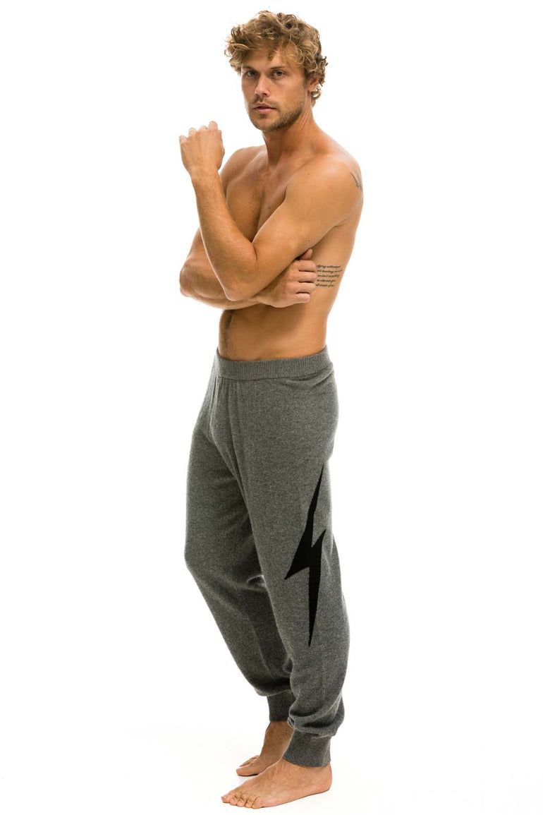 MEN'S BOLT CASHMERE LIGHT SWEATER PANT - DEEP HEATHER // BLACK BOLT Men's Sweatpants Aviator Nation