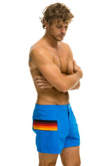 MEN'S HORIZONTAL 5 STRIPE FLEX SHORTS - PARROT BLUE Men's Board Shorts Aviator Nation