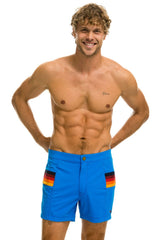 MEN'S HORIZONTAL 5 STRIPE FLEX SHORTS - PARROT BLUE Men's Board Shorts Aviator Nation