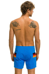 MEN'S HORIZONTAL 5 STRIPE FLEX SHORTS - PARROT BLUE Men's Board Shorts Aviator Nation