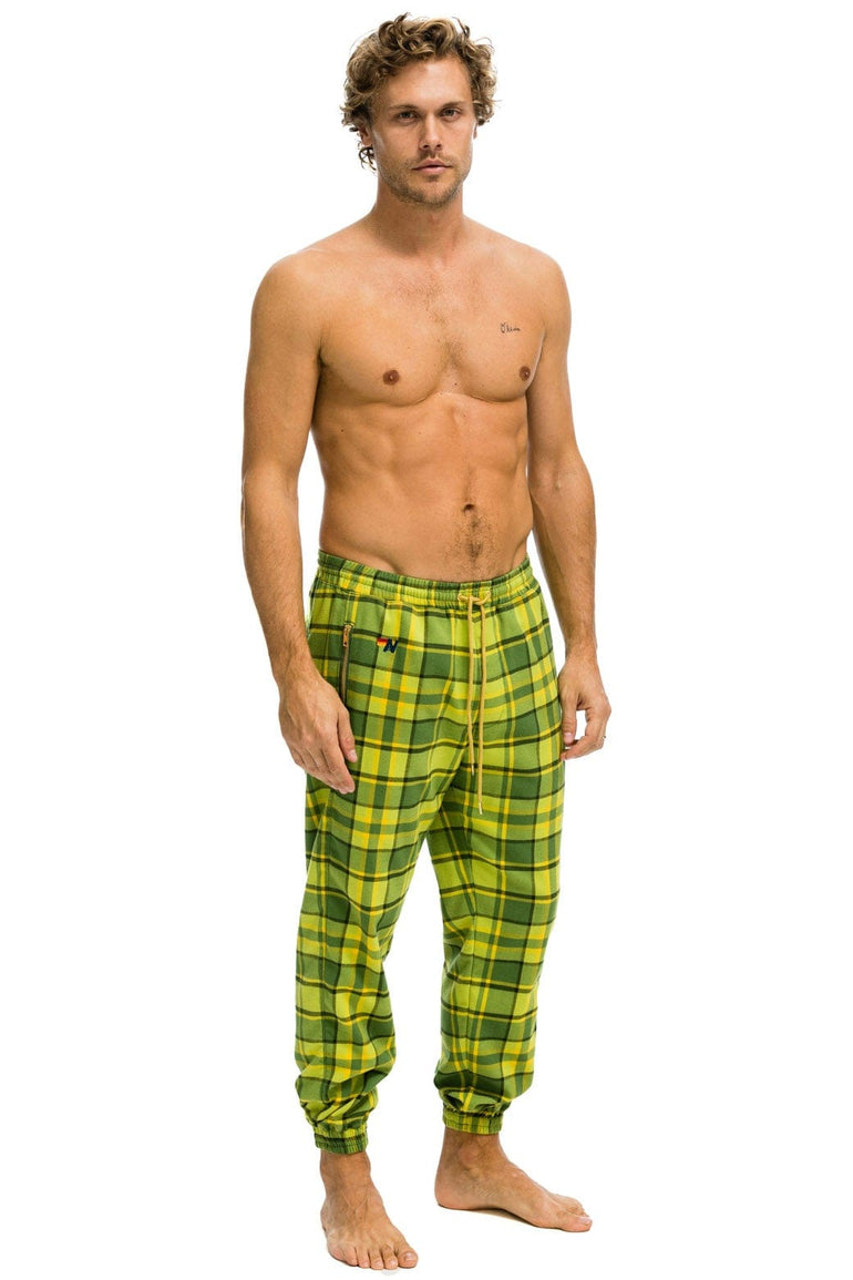 MEN'S PLAID LODGE PANT - AVOCADO PLAID Mens Sweatpants Aviator Nation