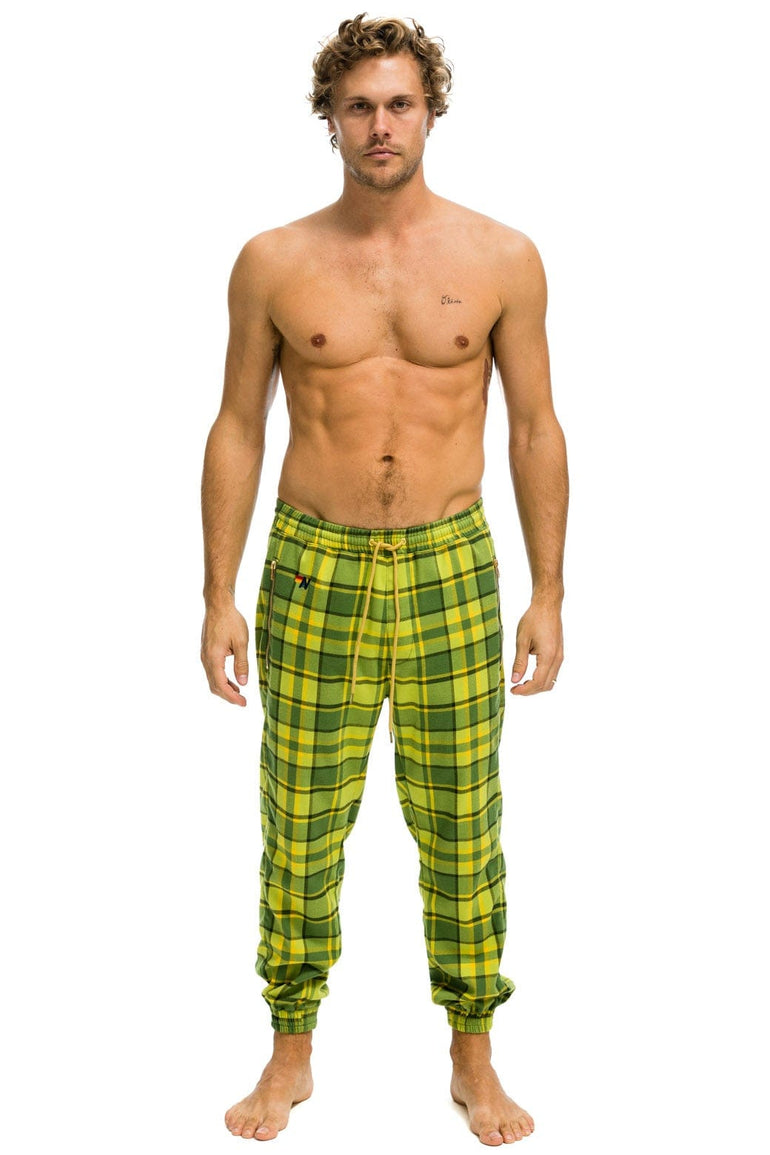 MEN'S PLAID LODGE PANT - AVOCADO PLAID Mens Sweatpants Aviator Nation