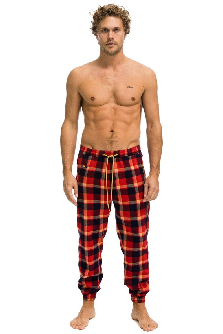 MEN'S PLAID LODGE PANT - RUGBY PLAID Mens Sweatpants Aviator Nation