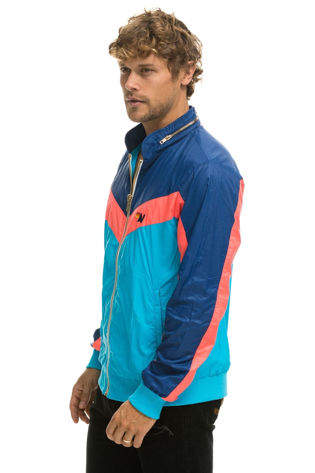 MEN'S WINDBREAKER JACKET- NEON BLUE Men's Windbreaker Aviator Nation