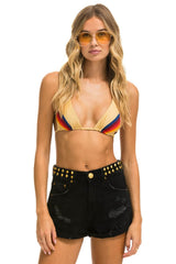 MID RISE STUDDED ROCKER BOLT WOMENS JEAN SHORT - VINTAGE BLACK Denim Shorts Aviator Nation